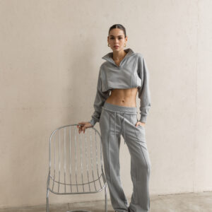 Світшот з фактурними швами світло сірий